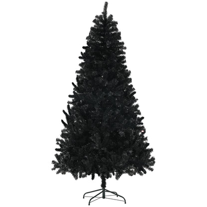 HOMCOM 7.5ft Tall Artificial Christmas Tree, Unlit Xmas Tree with 1346 Branch Tips, Auto Open, Steel Base, Holiday Décor for Home Office, Black