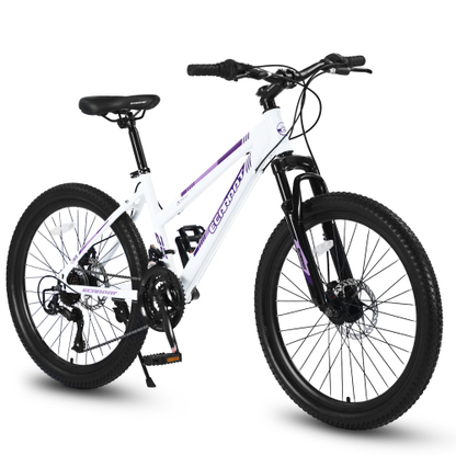 26 inch Mountain Bike for Teenagers Girls Women, Shimano 21 Speeds with Dual Disc Brakes and 100mm Front Suspension