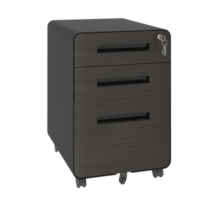 3-Drawer Mobile File Cabinet with Lock, All-Steel Metal Storage Cabinet on Casters, for Home & Office,Black, Fully Assembled, Holds A4/Letter Files