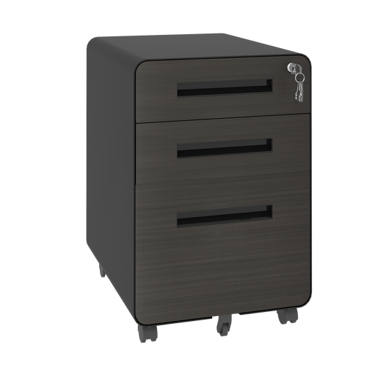 3-Drawer Mobile File Cabinet with Lock, All-Steel Metal Storage Cabinet on Casters, for Home & Office,Black, Fully Assembled, Holds A4/Letter Files