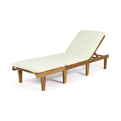 ARIANA KD Wood Chaise Lounge with Cushion Teak Finish Acacia Wood 78.75 x 24 x 30.5 inches