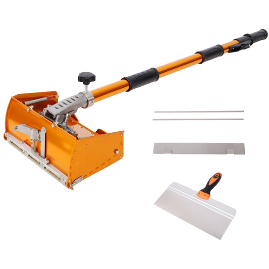 Adjustable Drywall Finishing Tool Plaster Box,With Extendable Handel,With 1PC Mudguard, 2PCS Stainless Steel Blade,1PC 12inch Metal Putty Scraper,for Plasterboard Wallboard Sheetrock