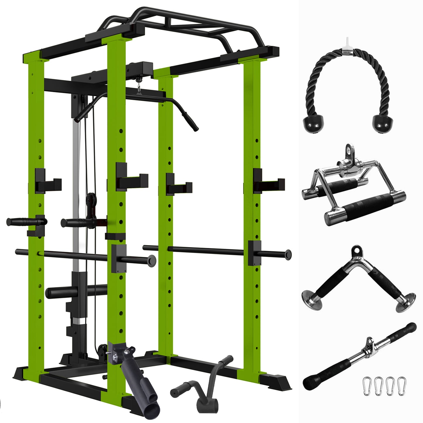 Multi-functional Power Cage, Home Adjustable Pullup Squat Rack 1000Lbs Capacity Comprehensive Fitness Barbell Rack with Gym Accessories