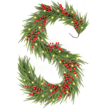 108'' in. Lighted Faux Spruce Garland,CHRISTMAS GARLANDS-9FT