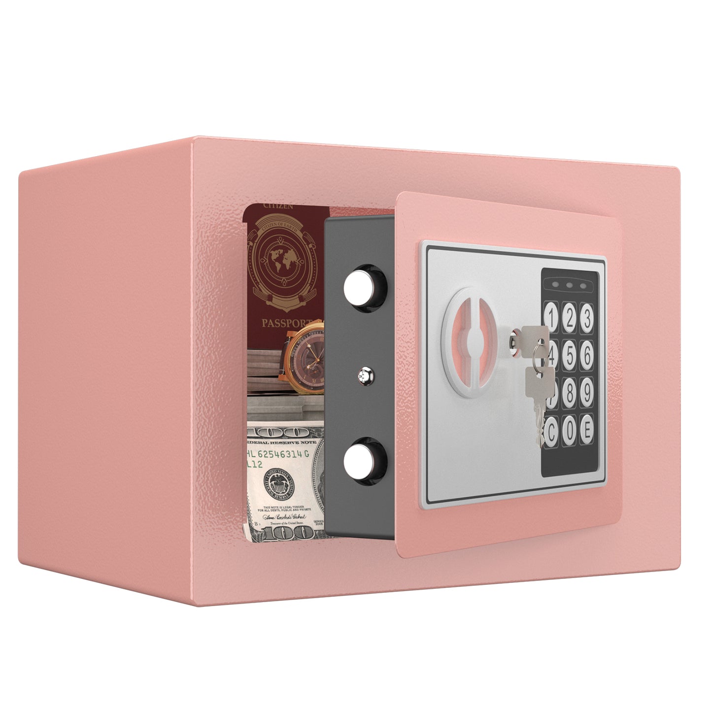 Secure Safe With Key And Password Money Home Safe, 0.23 Cubic Feet Small Safe, Mini Storage Cabinet, Suitable For Home Use, Can Store Money, Documents, And Valuable Items