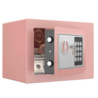 Secure Safe With Key And Password Money Home Safe, 0.23 Cubic Feet Small Safe, Mini Storage Cabinet, Suitable For Home Use, Can Store Money, Documents, And Valuable Items