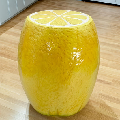 Yellow Lemon Fruit Stool, 14'Oversized Resin Stool, Side Table, Home Decor Plant Stand Garden Indoor Outdoor Decorations, Multi-Purpose Innovative Garden Furniture