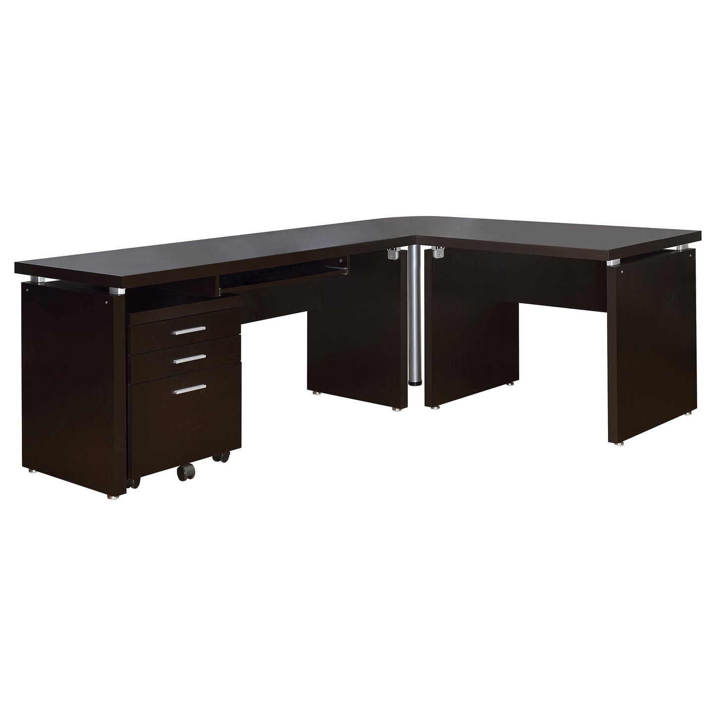 Ulloa Cappuccino L-Shape Desk with Mobile File Cabinet