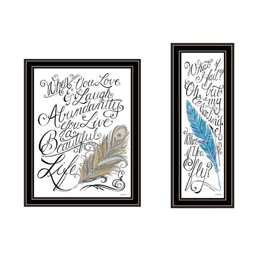 Trendy Decor 4U 2- Piece Vignette What if I FAIL? Black Framed Wall Art for Living Room, Bedroom Wall Art Print for Home Decor by Deb Strain