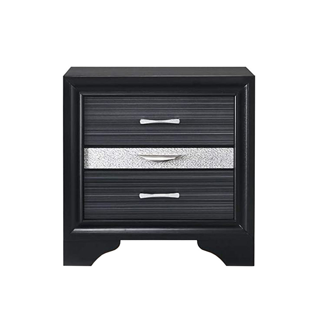 2 Drawers and 1 Jewelry Drawer Nightstand, Black