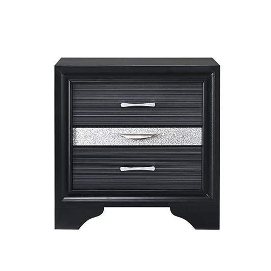 2 Drawers and 1 Jewelry Drawer Nightstand, Black