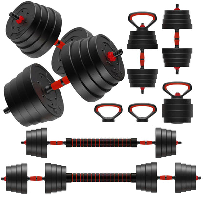 75lb 4-in-1 Adjustable Dumbbell Set - Converts to Barbell, Kettlebell & Push-Up Stands  Interchangeable Plates, Non-Slip Grips for Home Gym