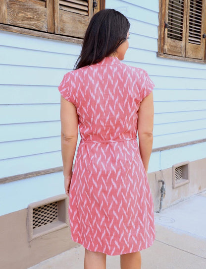 Calypso Coral Button Dress - FINAL SALE