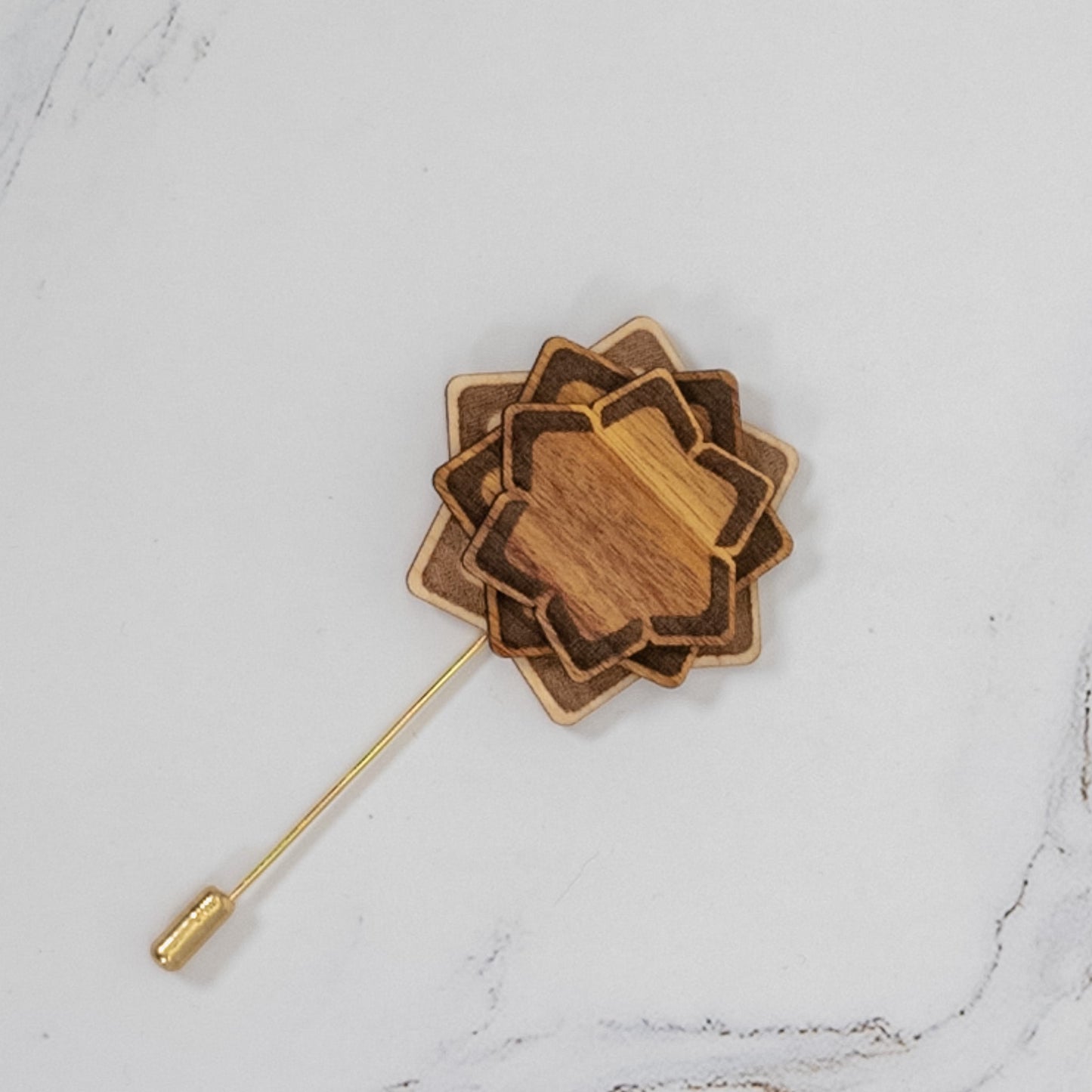Wooden Brooch | Layered Lotus