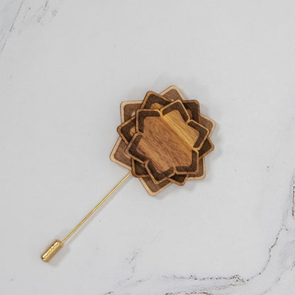 Wooden Brooch | Layered Lotus