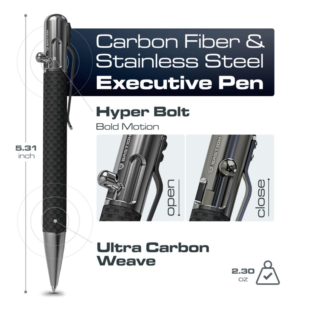 Carbon Fiber and Stainless Steel - Bolt Action Pen by Bastion®
