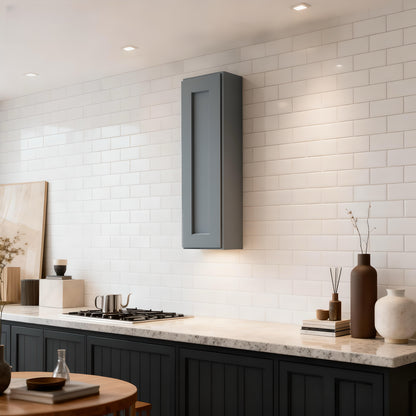 Dark Gray Solid Wood Single Door Wall Cabinet 1 Door and 3 Shelves for Kitchen Storage, Bathroom Storage, Laundry,Adjustable Shelves Ready to Assemble(12'W×12'D×42'H)