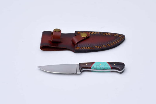 Custom Handmade Pairing Knife With Leather Sheath TS-003