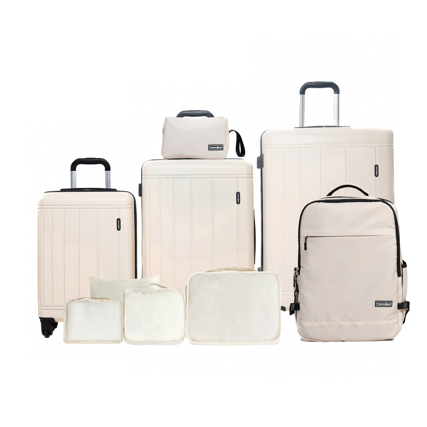 9-Piece Set (20'24'28 + a backpack, a toiletry bag, and 4 storage bags) ,ABS+PC Hardshell Carry on Luggage Set with TSA Lock Carry On Suitcase Luggage Durable Suitcase Color  WHITE