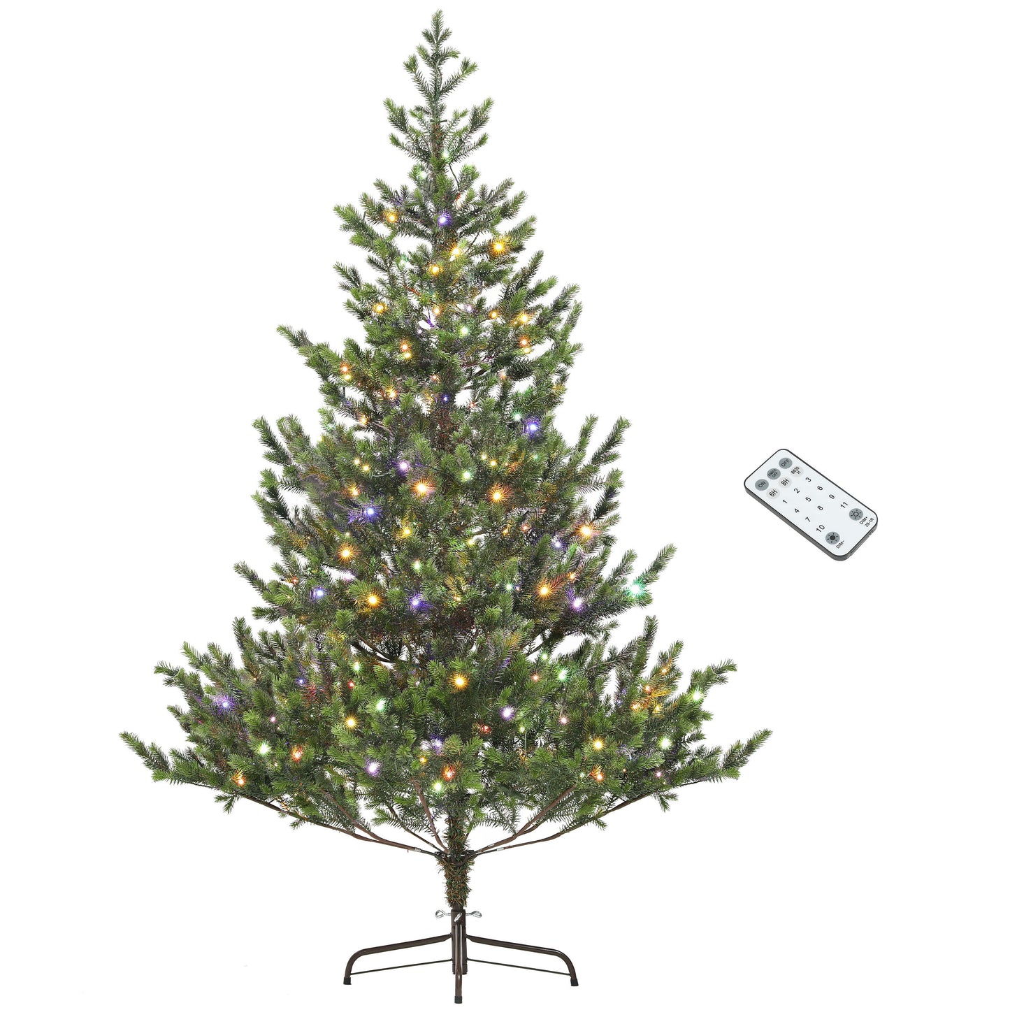HOMCOM 6ft Artificial Prelit Christmas Tree, Sparse Realistic Cedar Tree with Dual Color LED Lights and 1933 Tips, Easy Assembly, Hinged Xmas Tree for Home Office Holiday, Green