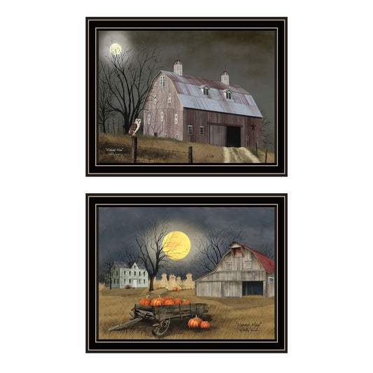 Trendy Decor 4U 2- Piece Vignette Autumn Moonlit Nights Black Framed Wall Art for Living Room, Bedroom Wall Art Print for Home Decor by Billy Jacobs