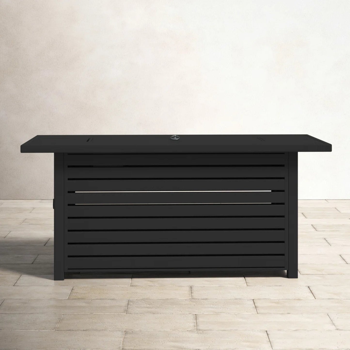 Steel Propane/Natural Gas Outdoor Fire Pit Table with Lid, Black Steel, 54x22x25 inches