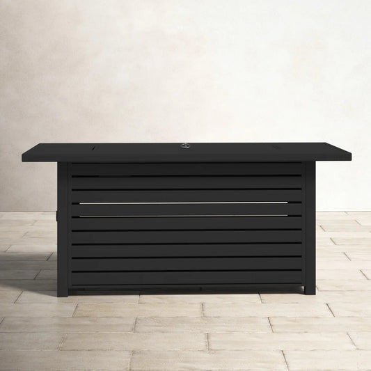Steel Propane/Natural Gas Outdoor Fire Pit Table with Lid, Black Steel, 54x22x25 inches