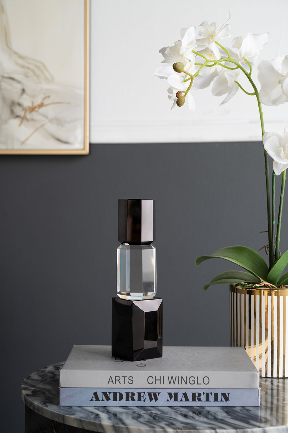 2.4x2.4x9.4' Black and Clear Tealight Candle Holder 6EA/CTN