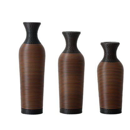 Desktop Vase, Brown Decorative Floor Vase, Classic and Neat Floor Vase, High Independent Flower Stand, Artificial Vine Vase, PVC Floor Vase, Home Decoration Flower Stand Set of 3 pieces