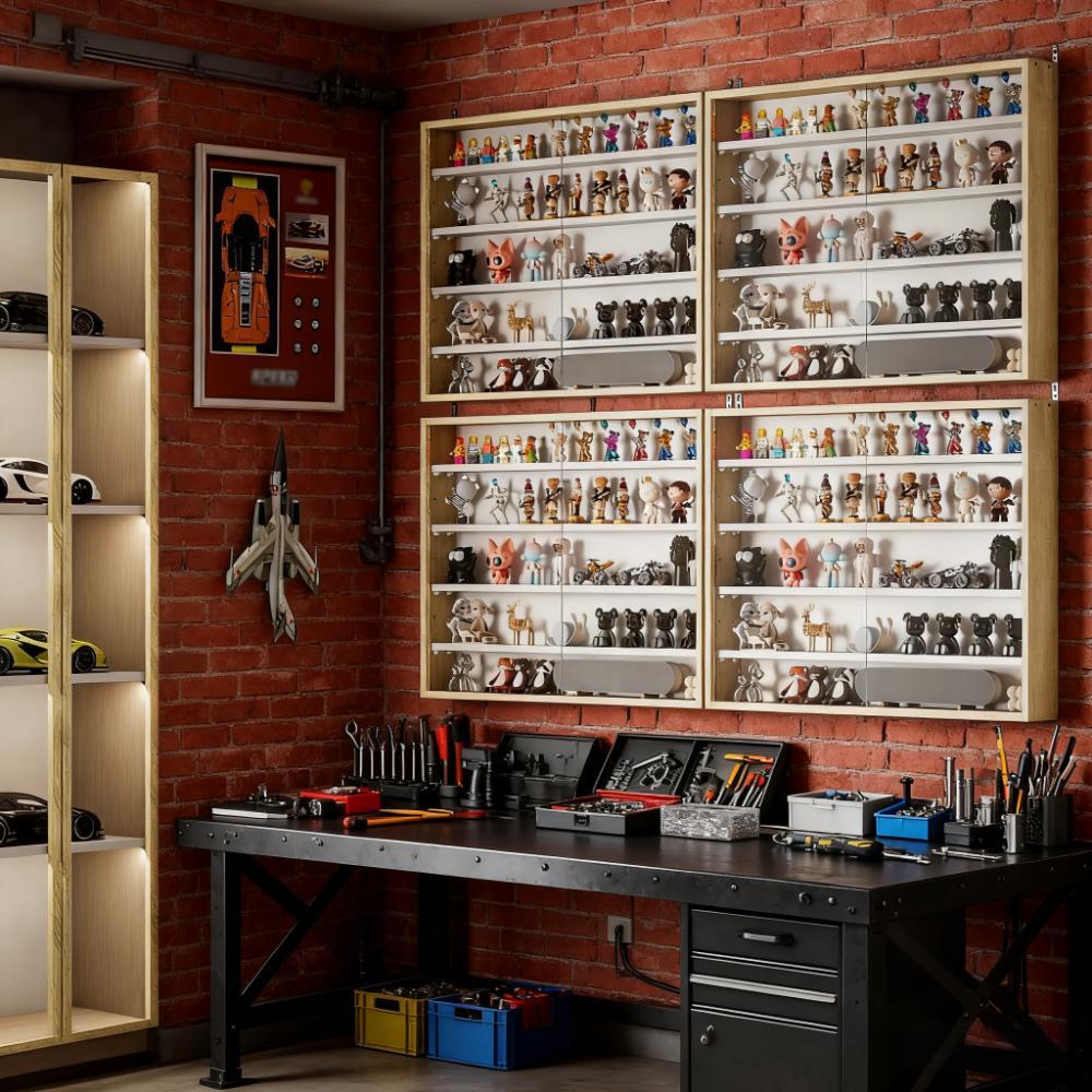 5-Tier Wall-Mounted Display Case Display Cabinet