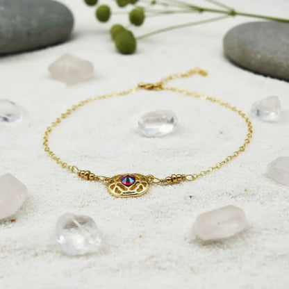 Red Crystal 14 K Gold Filled Adjustable Filigree Choker