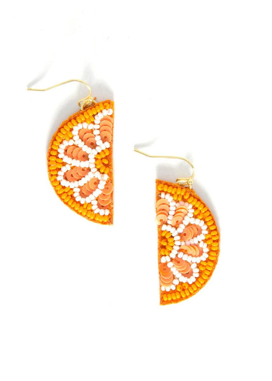 Citrus Fruit Slice Beaded Earrings