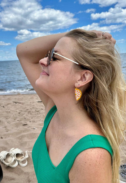 Citrus Fruit Slice Beaded Earrings