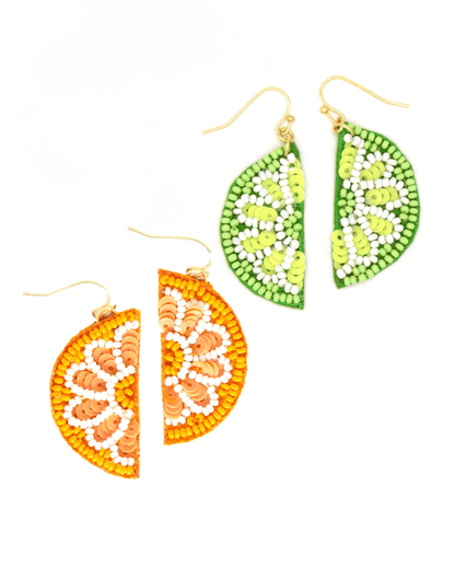 Citrus Fruit Slice Beaded Earrings
