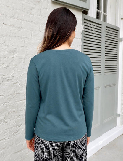 Classic Teal Long Sleeve Organic Tee