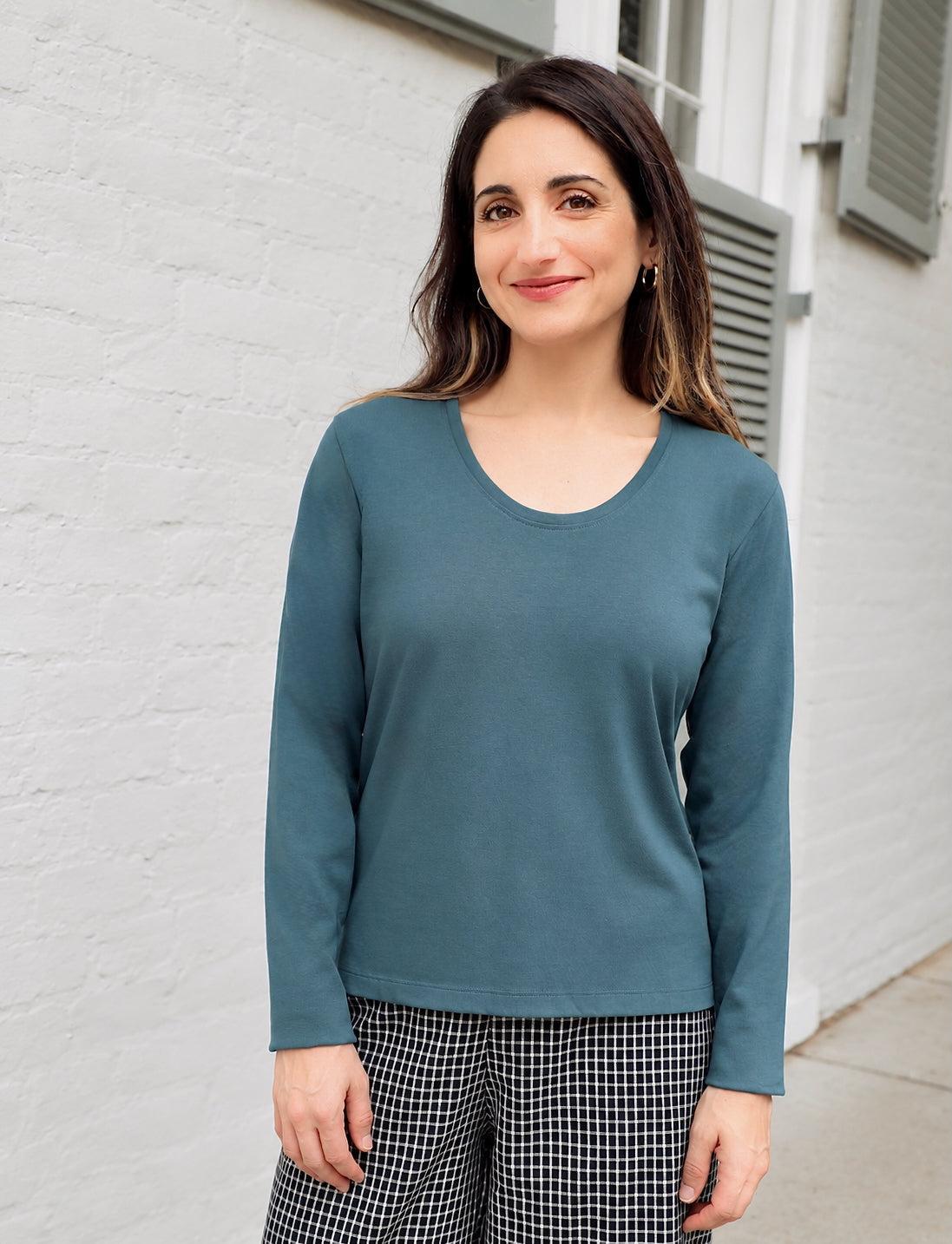 Classic Teal Long Sleeve Organic Tee
