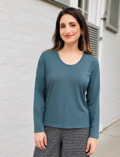 Classic Teal Long Sleeve Organic Tee