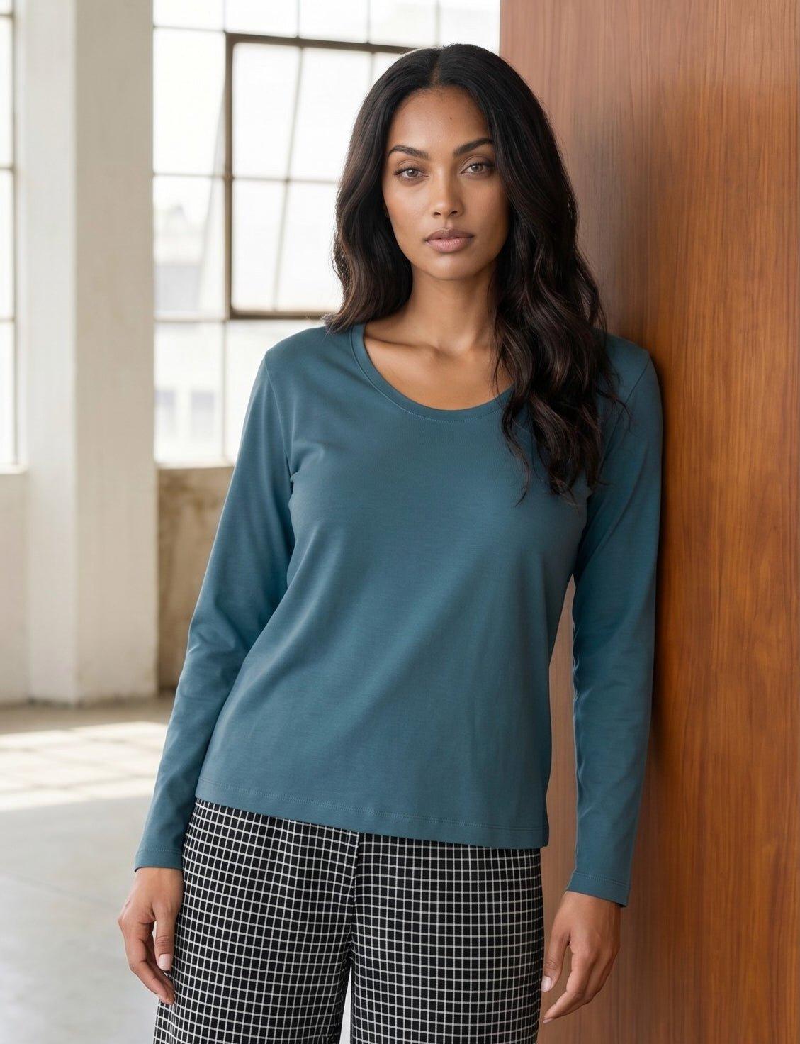 Classic Teal Long Sleeve Organic Tee