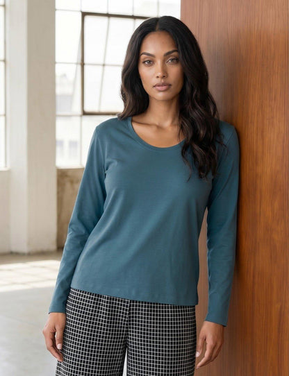 Classic Teal Long Sleeve Organic Tee