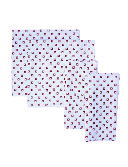 Cloth Napkins- Red Squares - Set of 4