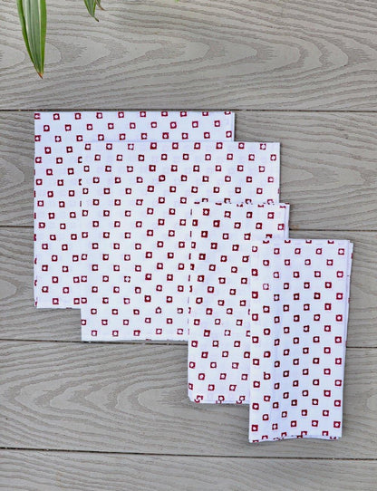 Cloth Napkins- Red Squares - Set of 4