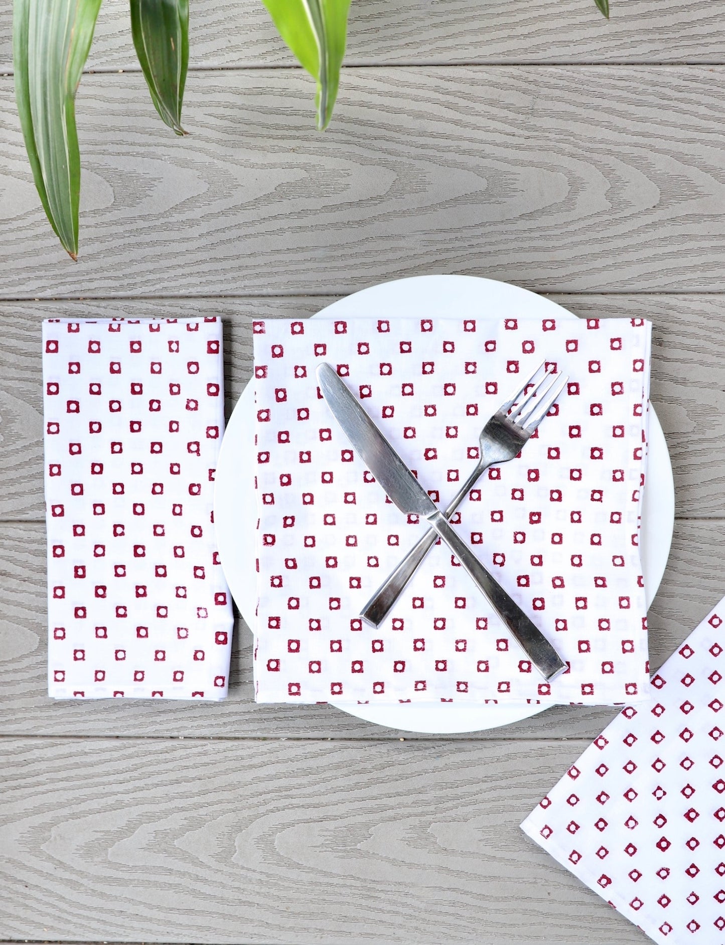 Cloth Napkins- Red Squares - Set of 4