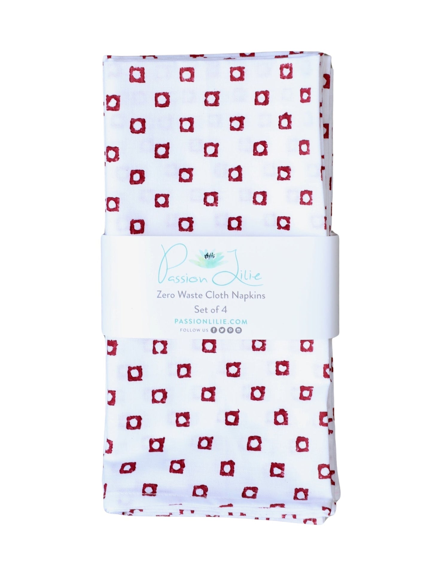 Cloth Napkins- Red Squares - Set of 4