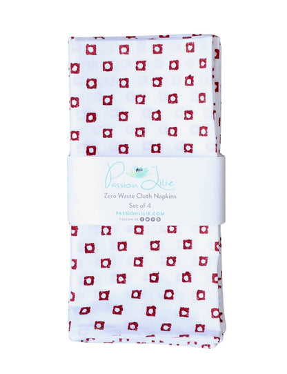 Cloth Napkins- Red Squares - Set of 4