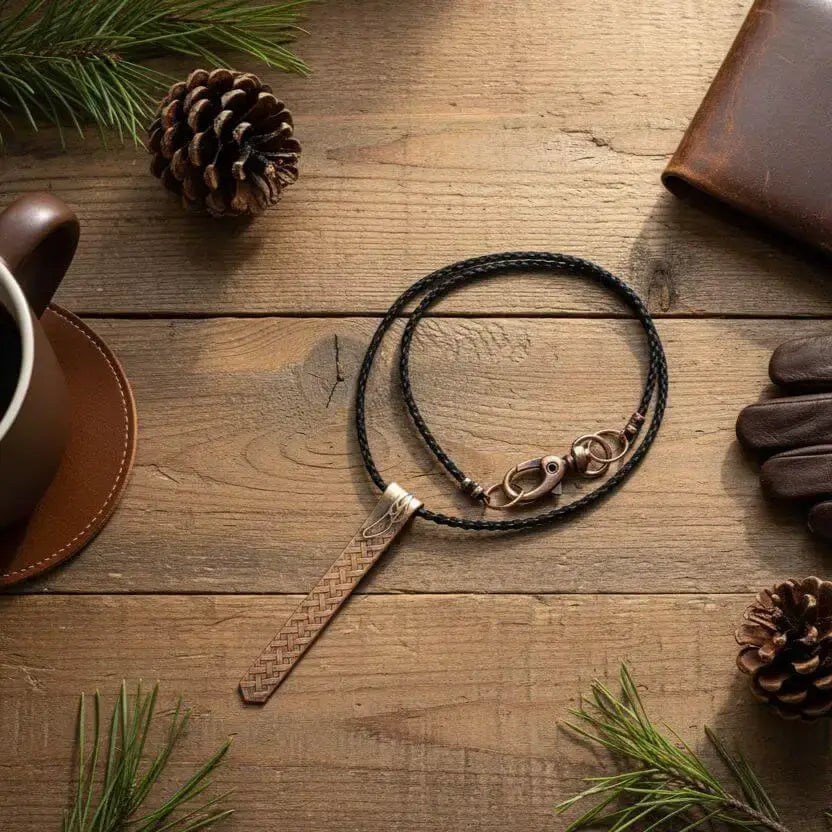 Copper Weave Embossed Necktie Necklace