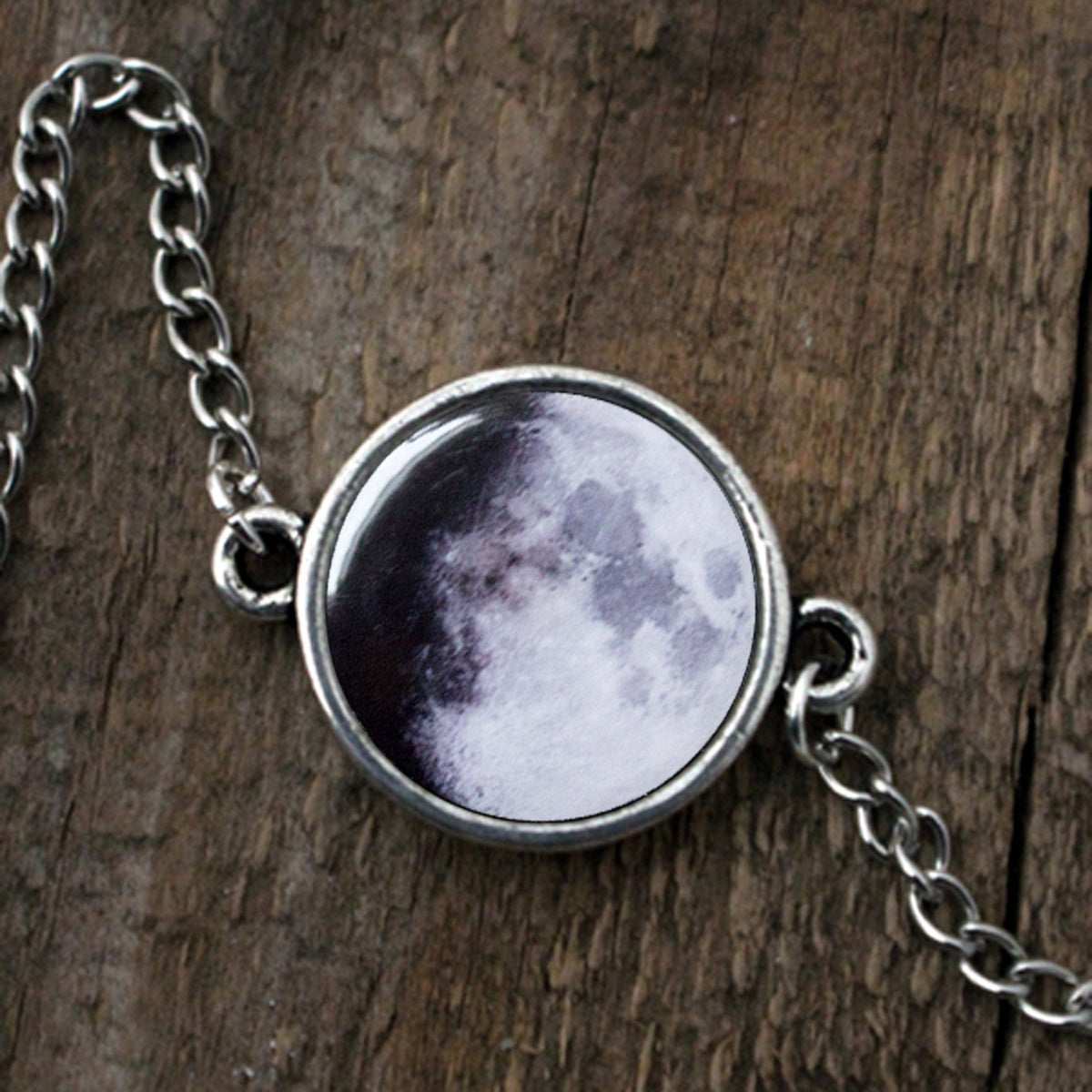 My Moon Custom Antique Silver Adjustable Bracelet