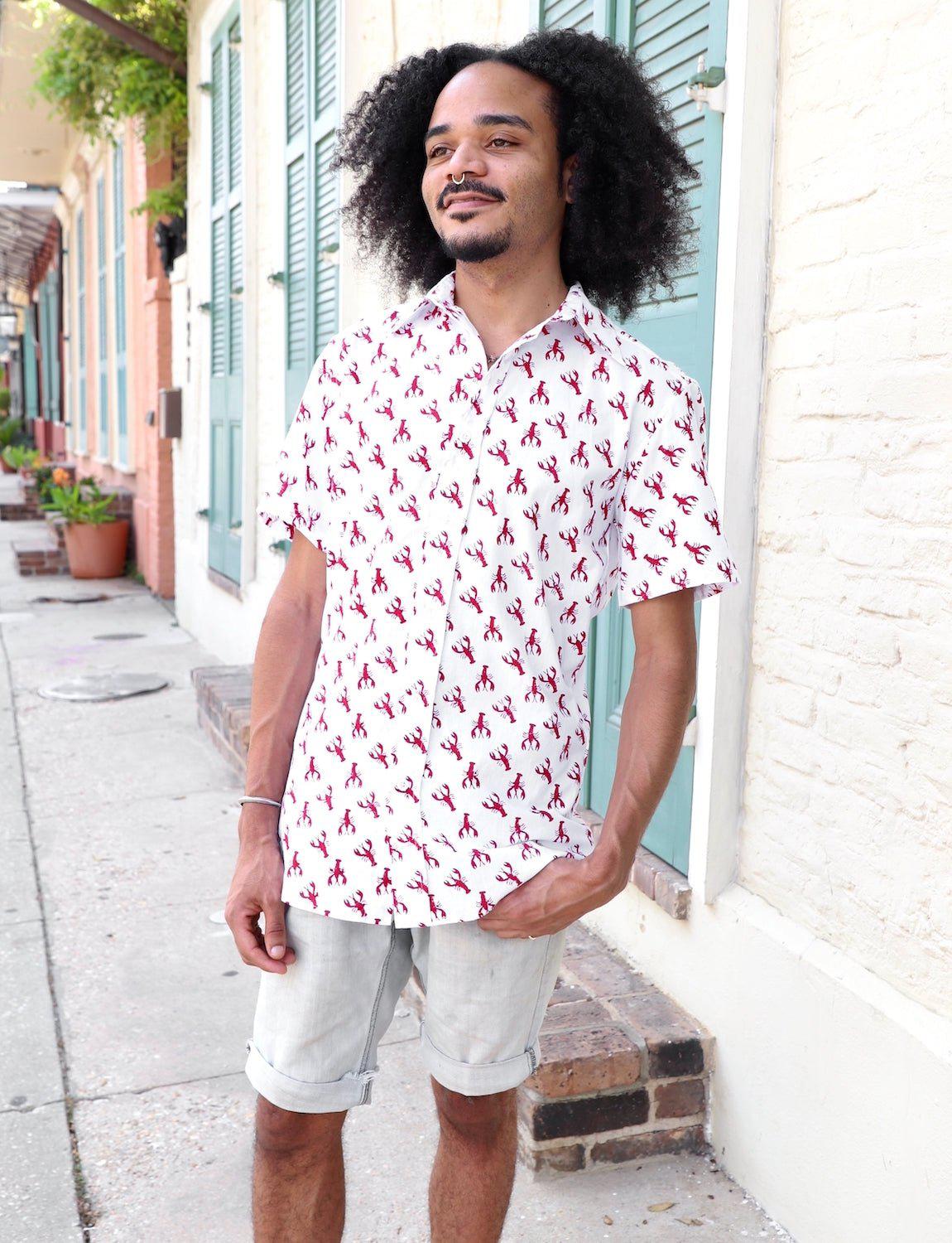 Crawfish Organic Cotton Men's Button Down Shirt