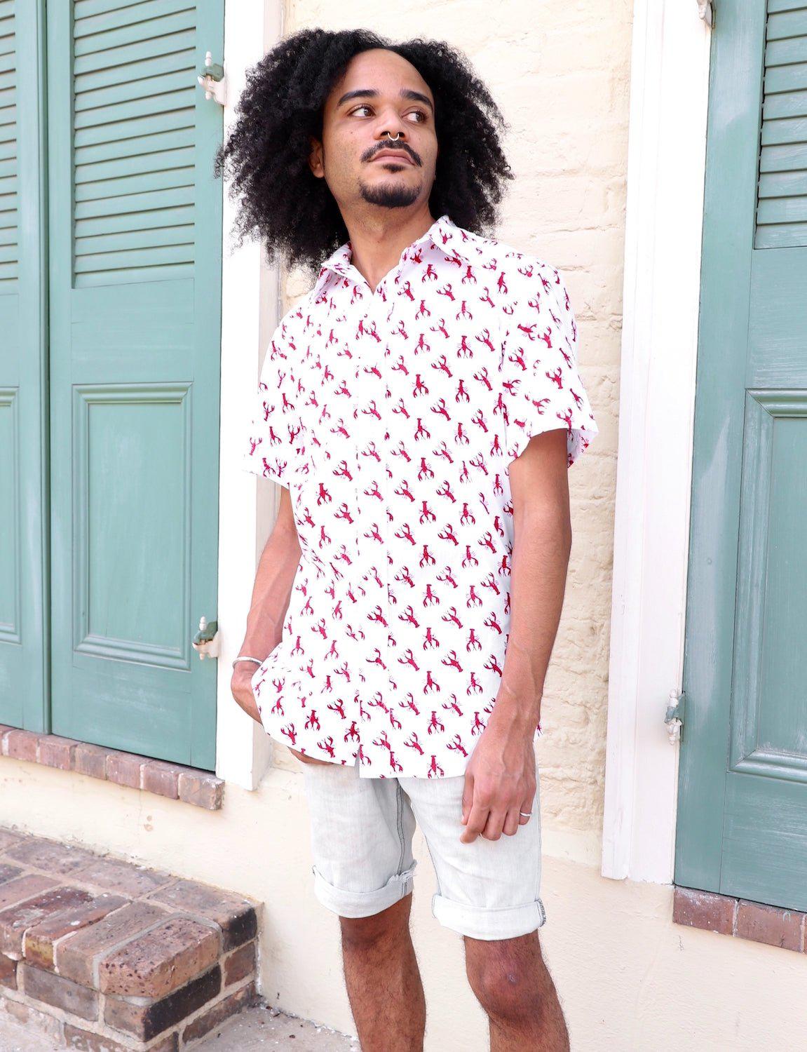 Crawfish Organic Cotton Men's Button Down Shirt