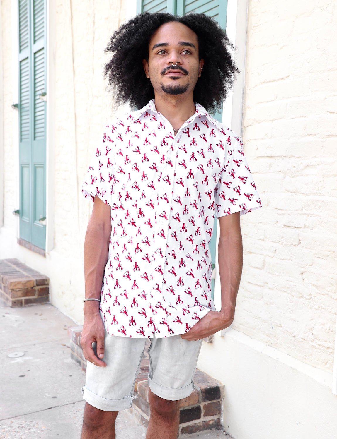 Crawfish Organic Cotton Men's Button Down Shirt
