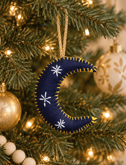 Crescent Moon Fabric Ornament